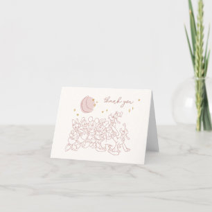 Mickey & Friends Over the Moon - Girl Baby Shower Letterpress Thank You Card