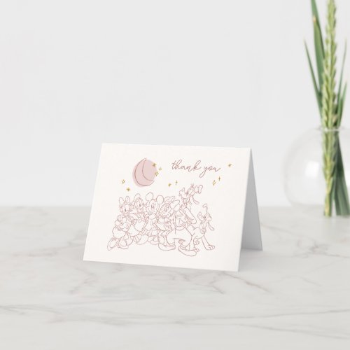 Mickey  Friends Over the Moon _ Girl Baby Shower Thank You Card