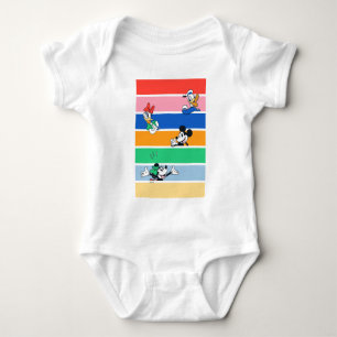 Mickey & Friends Pop-Out Color Striped Graphic Baby Bodysuit