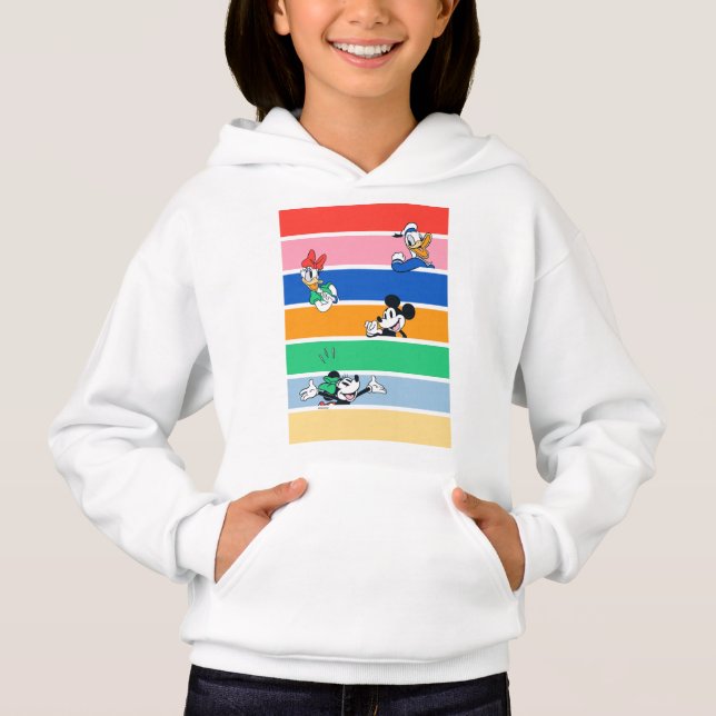 Mickey & Friends Pop-Out Color Striped Graphic Hoodie (Front)