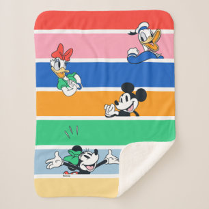 Mickey & Friends Pop-Out Color Striped Graphic Sherpa Blanket