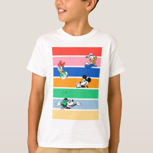 Mickey & Friends Pop-Out Color Striped Graphic T-Shirt