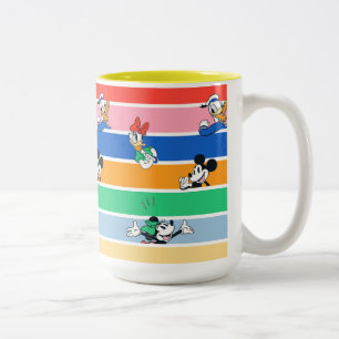 Mickey & Friends Pop-Out Color Striped Graphic Two-Tone Coffee Mug