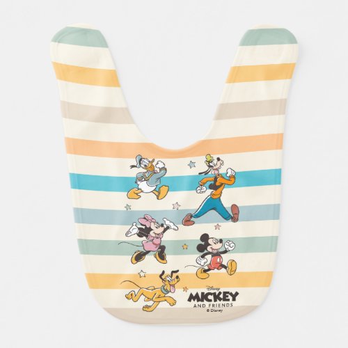 Mickey & Friends Retro Stars and Stripes Graphic Baby Bib