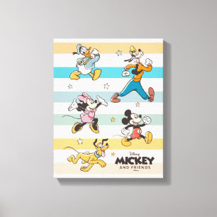 Mickey & Friends Retro Stars and Stripes Graphic Canvas Print