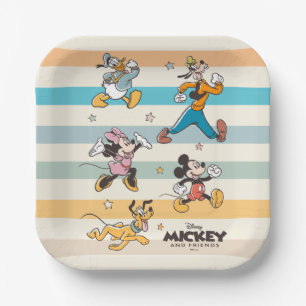 Mickey & Friends Retro Stars and Stripes Graphic Paper Plates