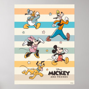 Mickey & Friends Retro Stars and Stripes Graphic Poster