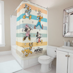 Mickey & Friends Retro Stars and Stripes Graphic Shower Curtain