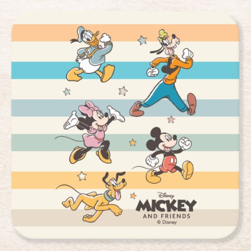 Mickey & Friends Retro Stars and Stripes Graphic Square Paper Coaster