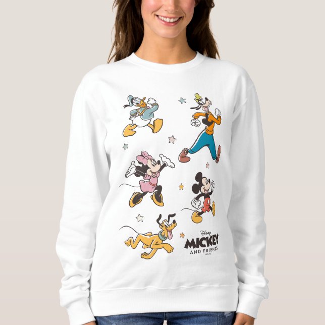 Mickey & Friends Retro Stars and Stripes Graphic Sweatshirt (Front)