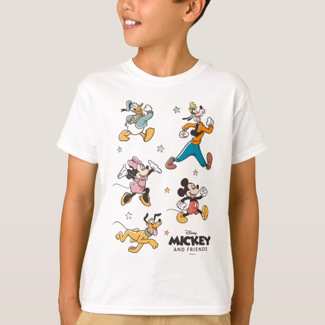 Mickey & Friends Retro Stars and Stripes Graphic T-Shirt (Front)