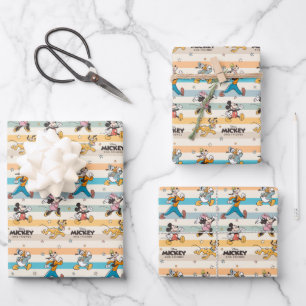 Mickey & Friends Retro Stars and Stripes Graphic Wrapping Paper Sheets