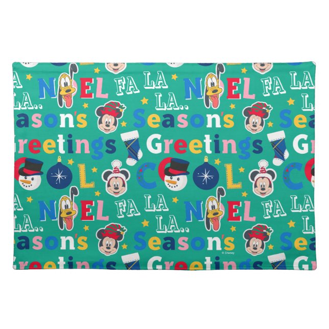 Mickey & Friends | Season's Greetings Pattern Cloth Placemat (Front)