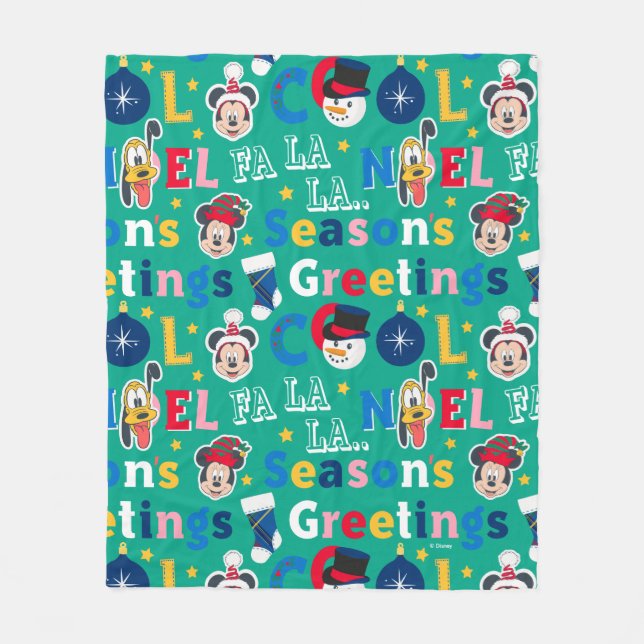 Mickey & Friends | Season's Greetings Pattern Fleece Blanket (Front)