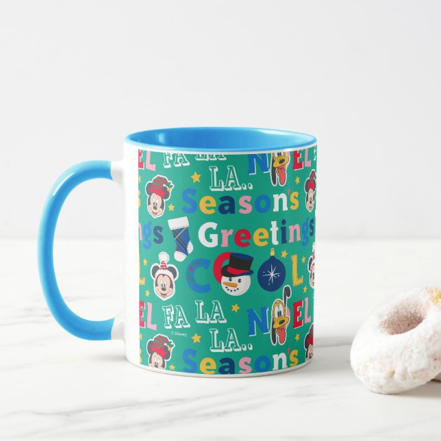 Mickey & Friends | Season's Greetings Pattern Mug (With Donut)