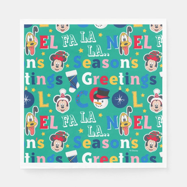Mickey & Friends | Season's Greetings Pattern Napkins (Front)