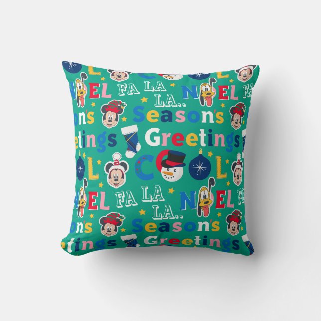 Mickey & Friends | Season's Greetings Pattern Throw Pillow (Front)
