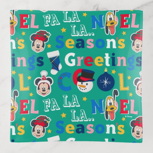 Mickey  Friends  Seasons Greetings Pattern Trinket Tray