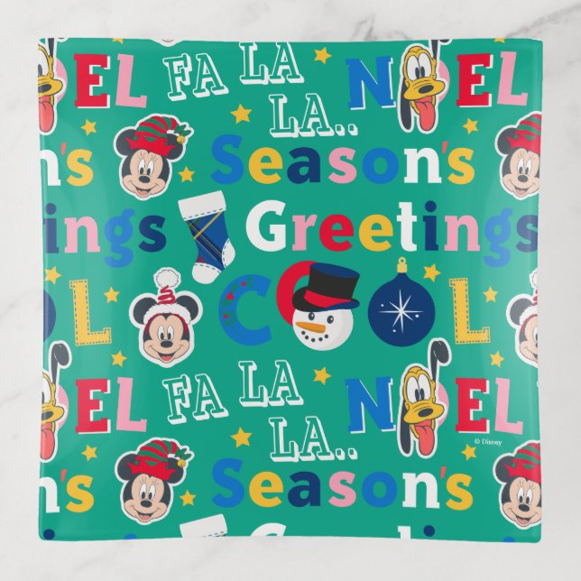 Mickey & Friends | Season's Greetings Pattern Trinket Tray (Front)