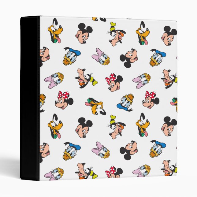 Mickey & Friends Smiling Faces Pattern 3 Ring Binder (Front/Spine)