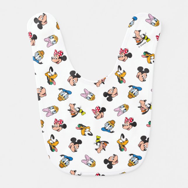 Mickey & Friends Smiling Faces Pattern Baby Bib (Front)