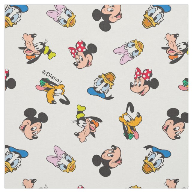 Mickey & Friends Smiling Faces Pattern Fabric (Swatch)