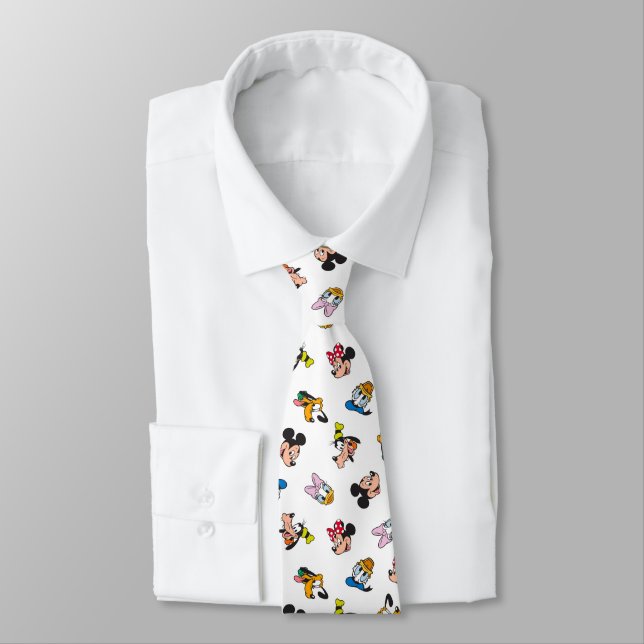 Mickey & Friends Smiling Faces Pattern Neck Tie (Tied)