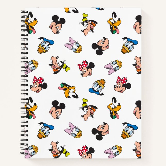 Mickey & Friends Smiling Faces Pattern Notebook (Front)