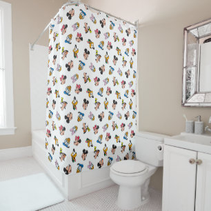 Mickey & Friends Smiling Faces Pattern Shower Curtain