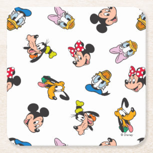 Mickey & Friends Smiling Faces Pattern Square Paper Coaster