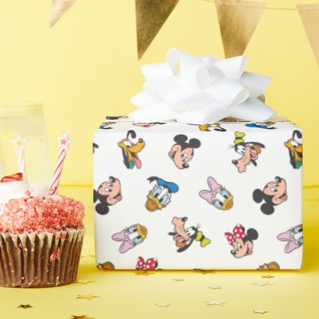 Mickey & Friends Smiling Faces Pattern Wrapping Paper (Birthday Party)
