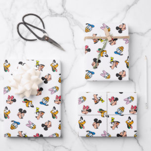 Mickey & Friends Smiling Faces Pattern Wrapping Paper Sheets