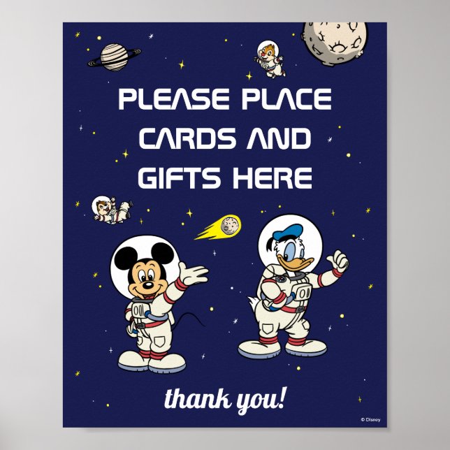 Mickey & Friends Space Birthday Cards & Gifts Poster (Front)