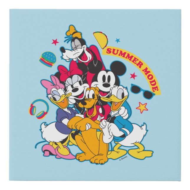 Mickey & Friends | Summer Mode Fun Faux Canvas Print (Front)