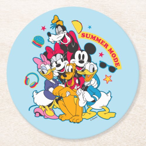 Mickey  Friends  Summer Mode Fun Round Paper Coaster