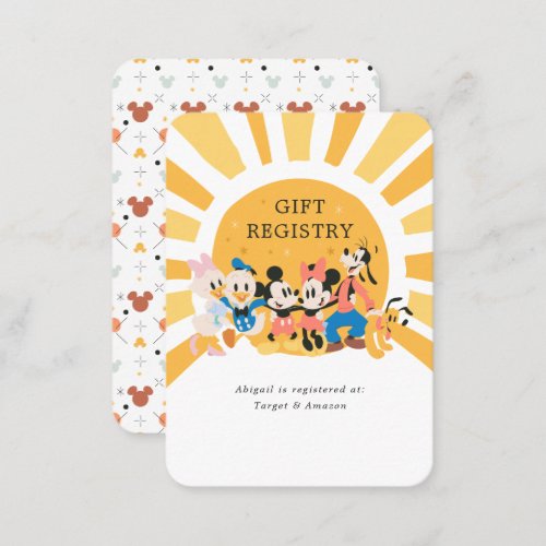 Mickey  Friends Sunshine  Baby Gift Registry Place Card