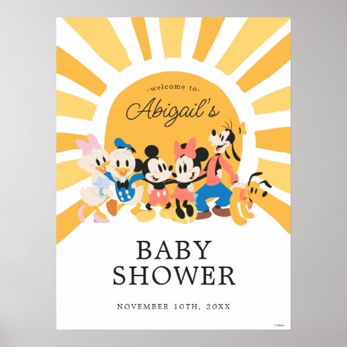 Mickey  Friends Sunshine Baby Shower Welcome Poster