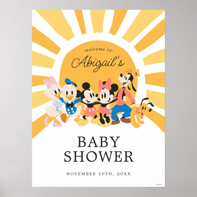 Mickey & Friends Sunshine Baby Shower Welcome Poster (Front)