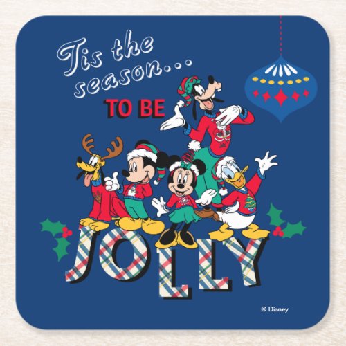 Mickey  Friends  Tis the Season to be Jolly Square Paper Coaster