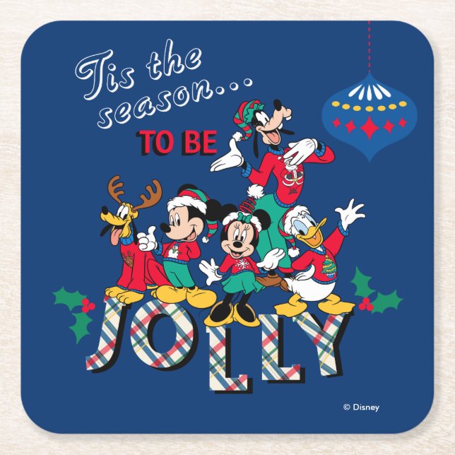 Mickey & Friends | Tis the Season to be Jolly Square Paper Coaster (Front)
