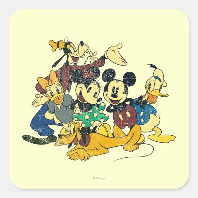 Mickey & Friends | Vintage Hug Square Sticker (Front)