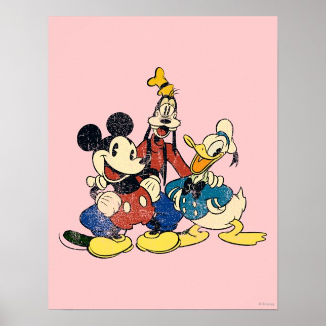 Mickey & Friends | Vintage Mickey, Goofy, Donald Poster (Front)