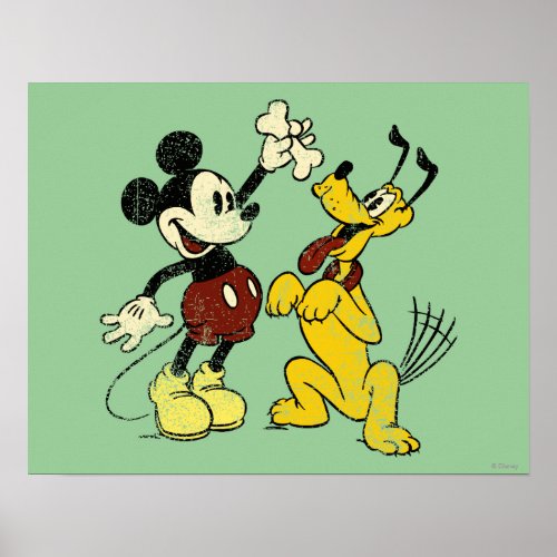 Mickey  Friends  Vintage Mickey  Pluto Poster