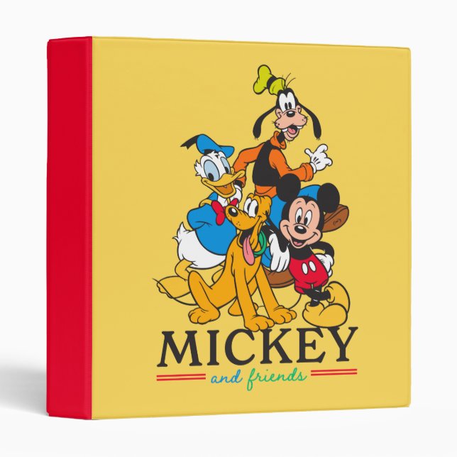 Mickey & Friends Vintage Squad Graphic 3 Ring Binder (Front/Spine)
