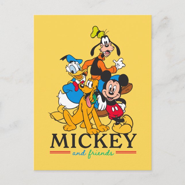 Mickey & Friends Vintage Squad Graphic Postcard (Front)