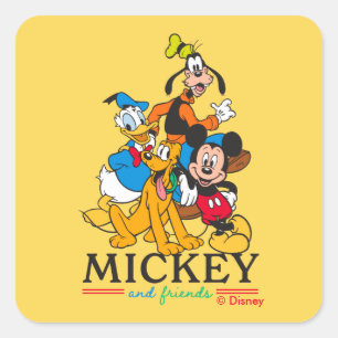 Mickey & Friends Vintage Squad Graphic Square Sticker