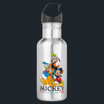 Mickey & Friends Vintage Squad Graphic Stainless Steel Water Bottle<br><div class="desc">Celebrate the magic of friendship with this cheerful Mickey & Friends graphic! Featuring a classic, hand-drawn art style, this design brings Mickey Mouse, Donald Duck, Goofy, and Pluto together in a heartwarming group pose. Set against a vibrant, sunny yellow backdrop with a retro-inspired "Mickey and Friends" logo, this design radiates...</div>