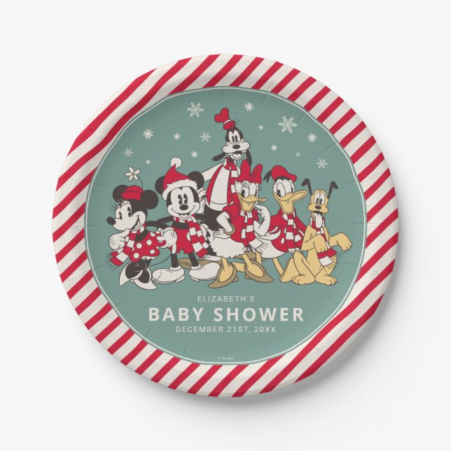 Mickey & Friends Winter Baby Shower Paper Plates (Front)