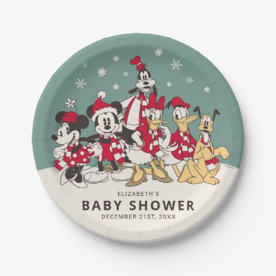 Mickey &amp; Friends Winter Baby Shower Paper Plates
