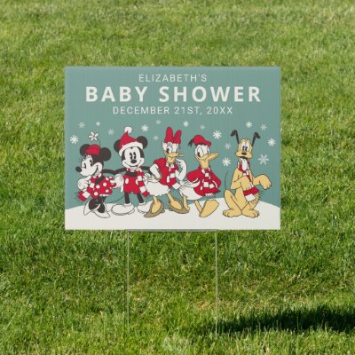 Mickey &amp; Friends Winter Baby Shower Sign